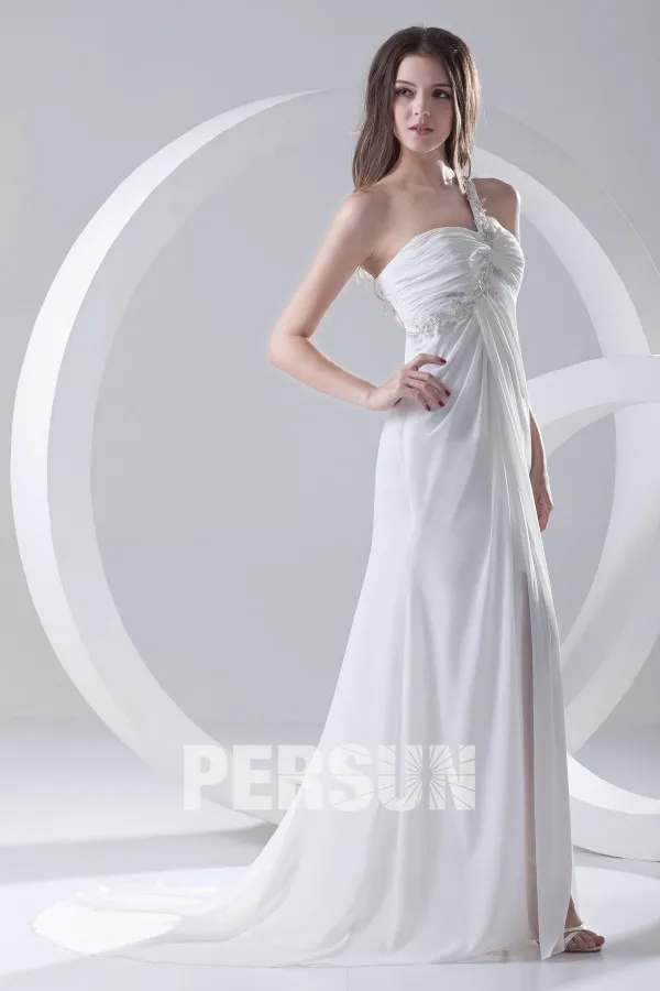 Robe blanche longue asymétrique Empire 