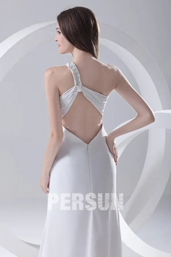 Robe blanche longue asymétrique Empire 