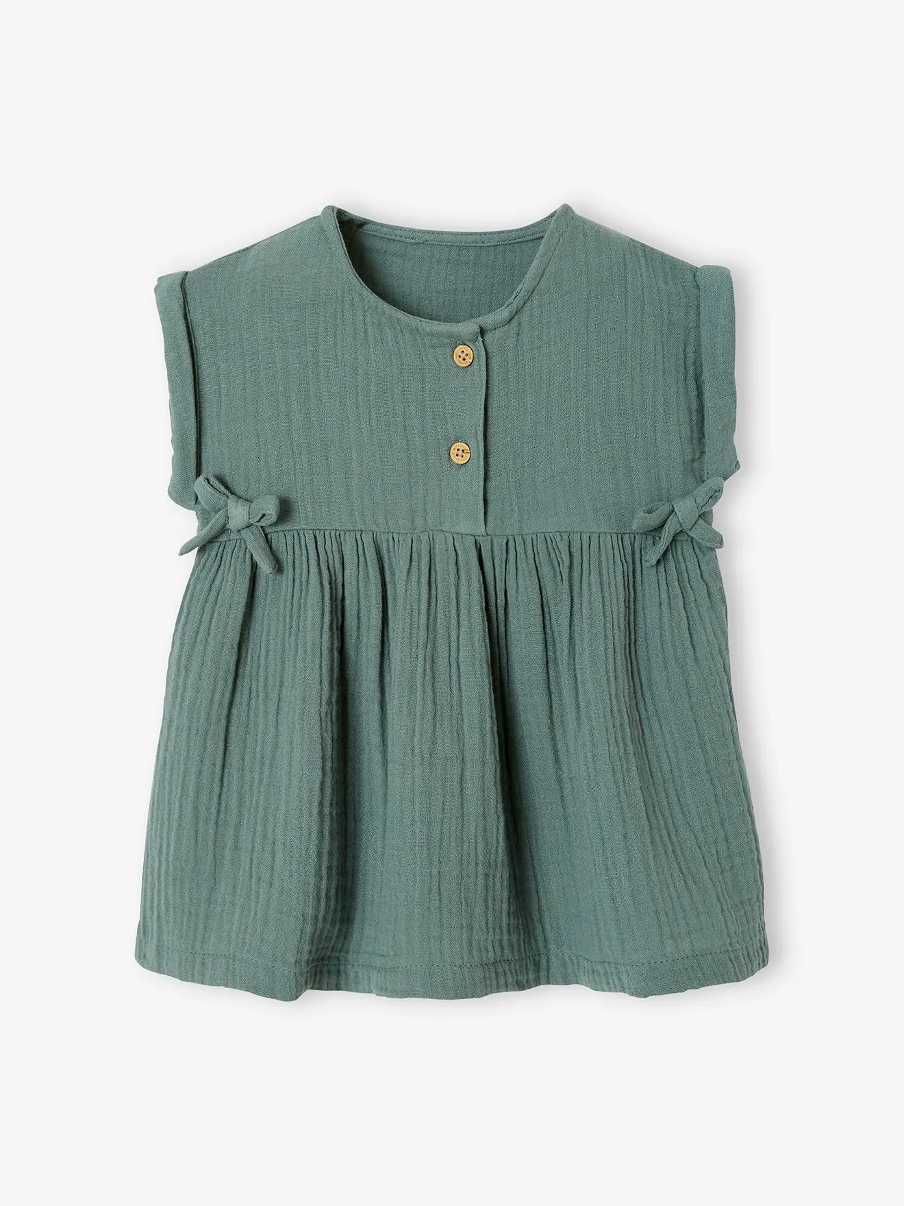 Robe bébé en gaze de coton vert - Vertbaudet