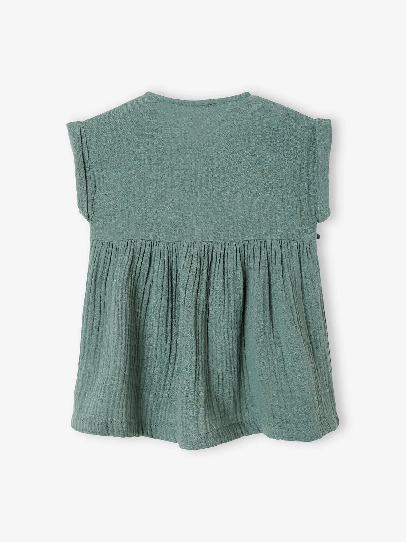 Robe bébé en gaze de coton vert - Vertbaudet