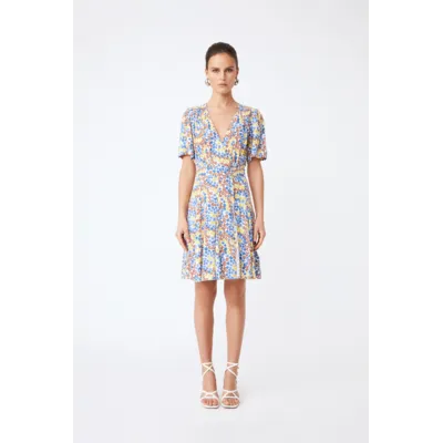 Robe courte à imprimé floral Callista - Bleu - SUNCOO