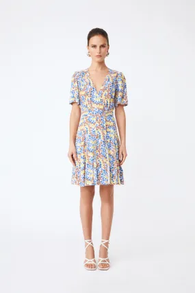 Robe courte à imprimé floral Callista - Bleu - SUNCOO