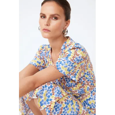 Robe courte à imprimé floral Callista - Bleu - SUNCOO