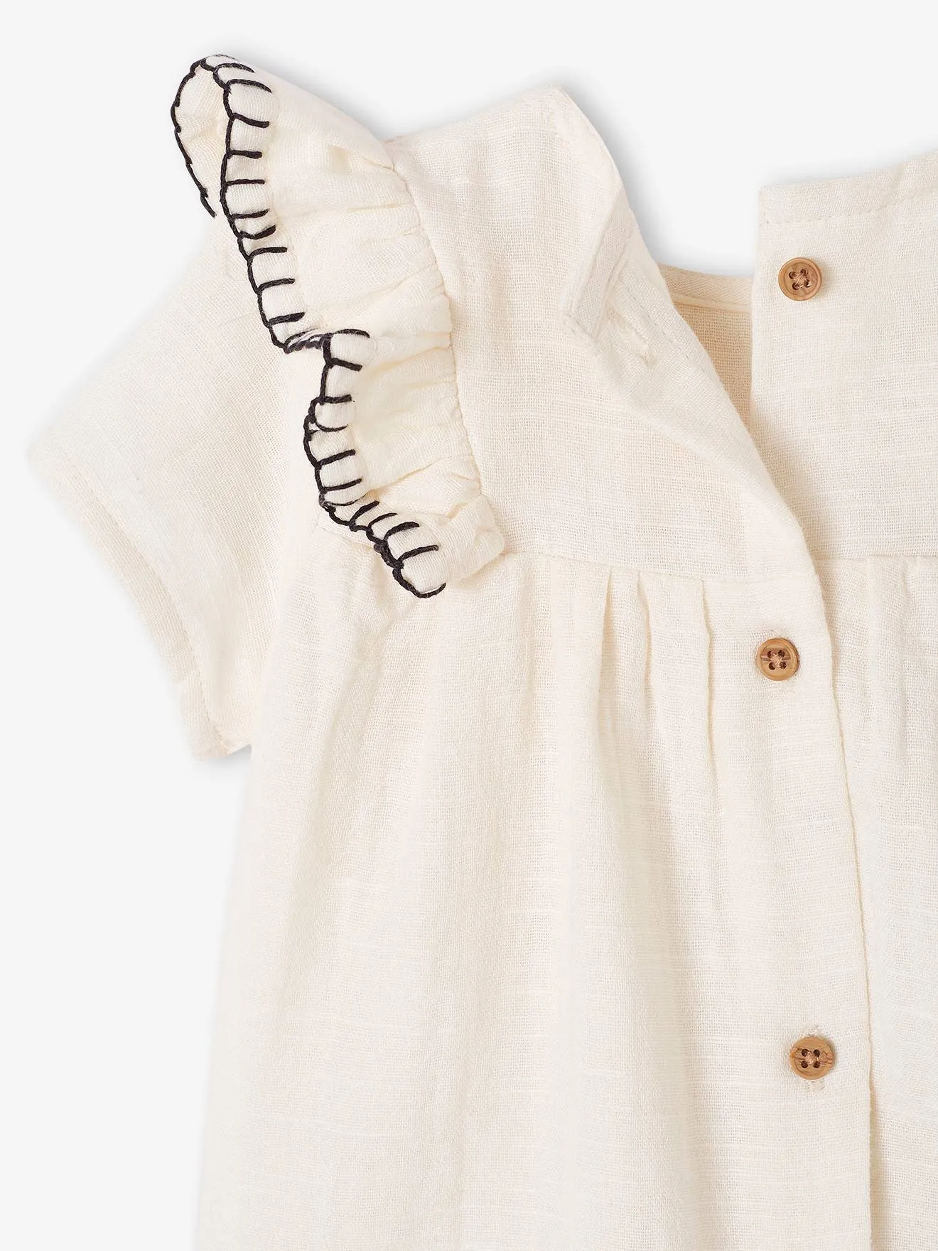 Robe en gaze de coton naissance écru - Vertbaudet