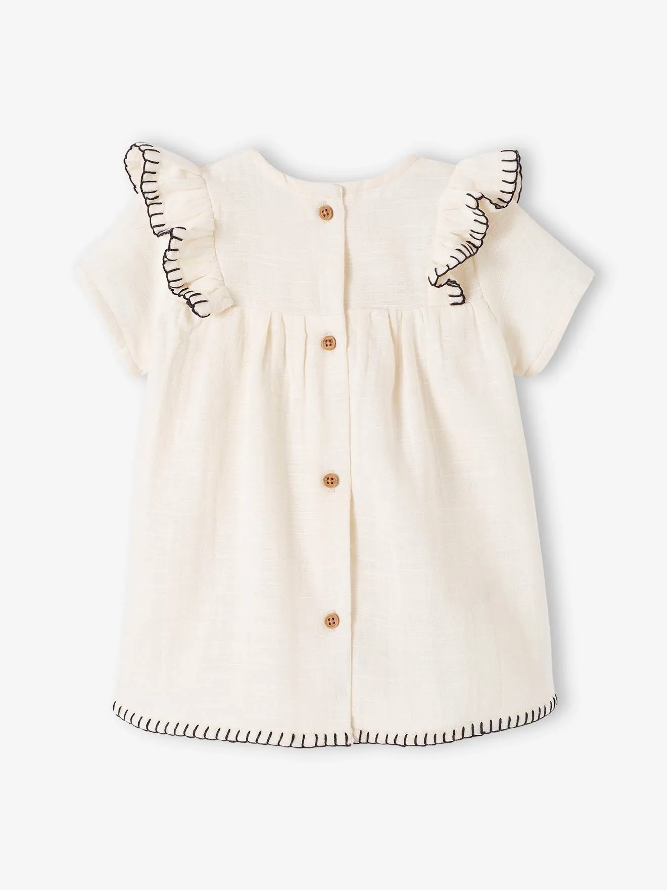 Robe en gaze de coton naissance écru - Vertbaudet