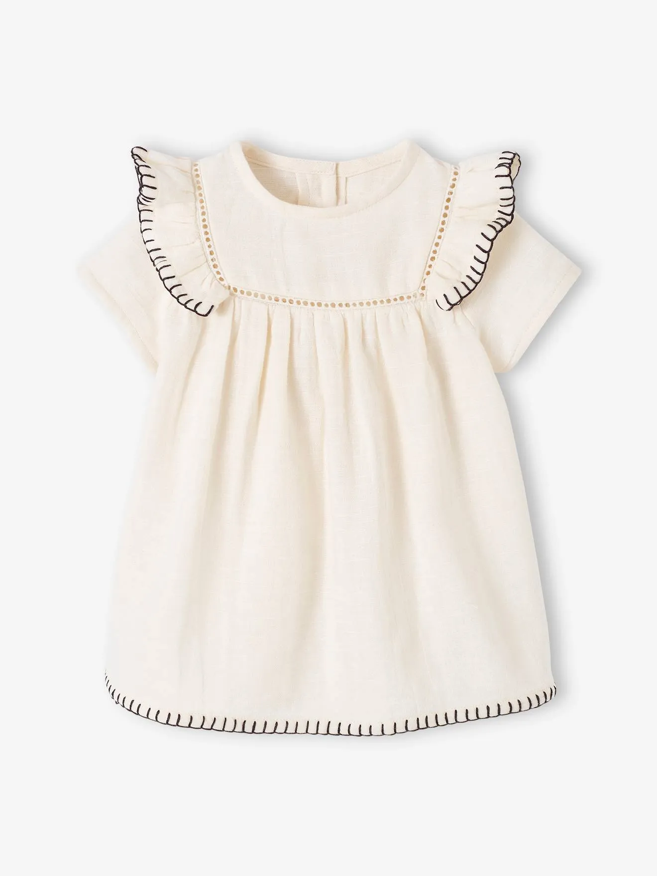 Robe en gaze de coton naissance écru - Vertbaudet