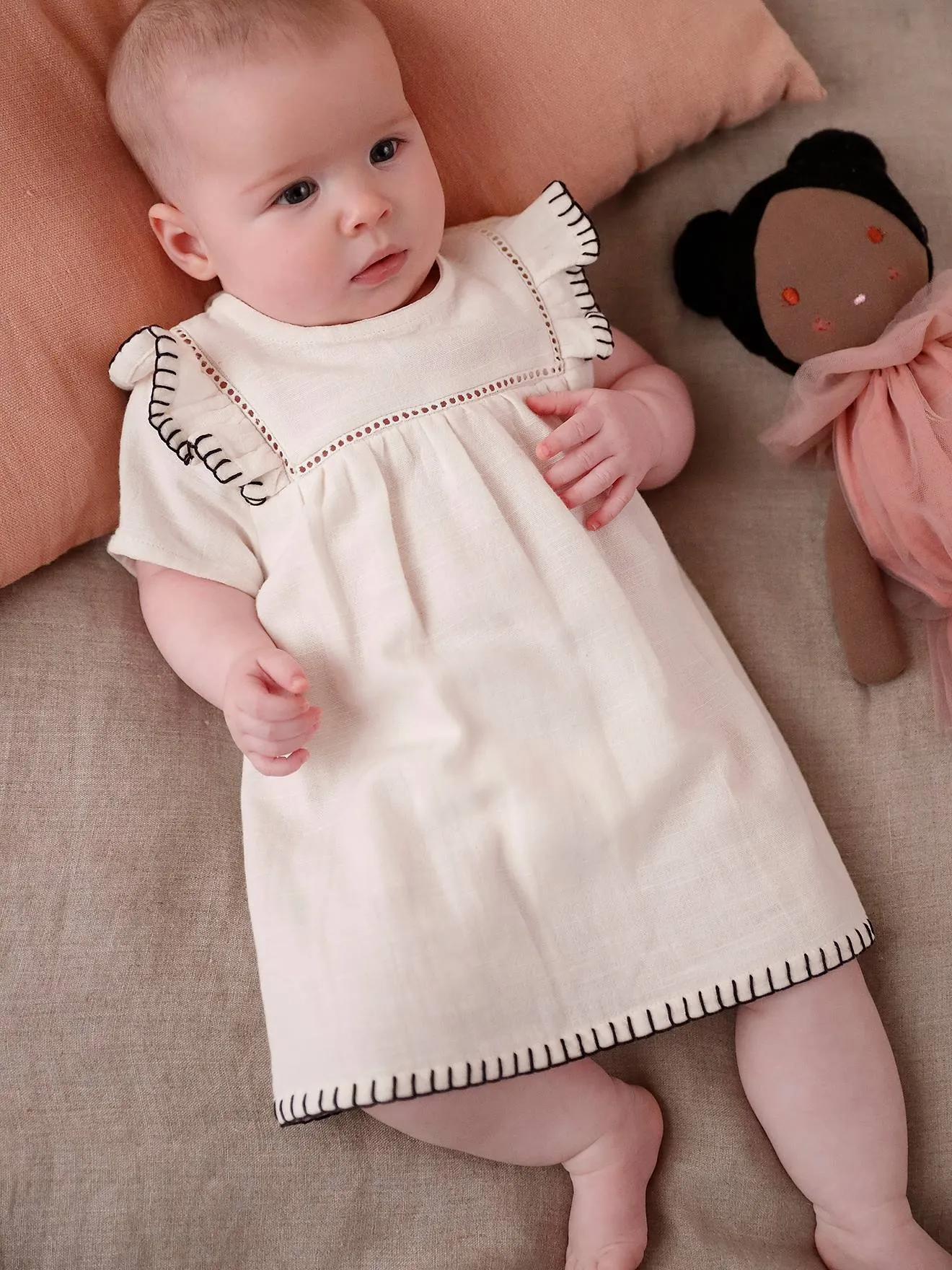 Robe en gaze de coton naissance écru - Vertbaudet