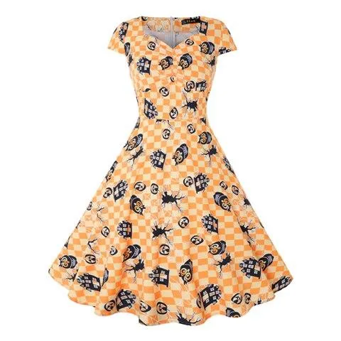 Robe Rockabilly  Vichy Halloween