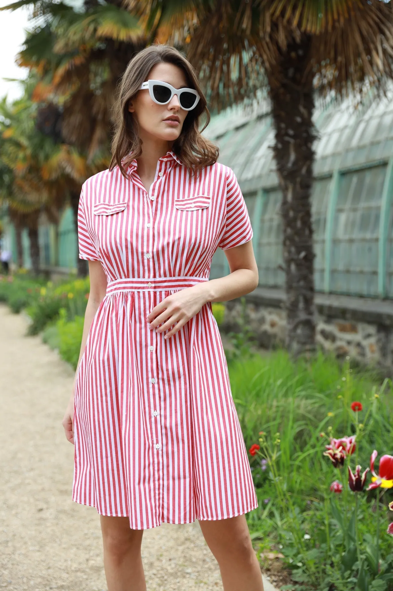 Robe Rosa en coton - Bâton Rouge & Blanc