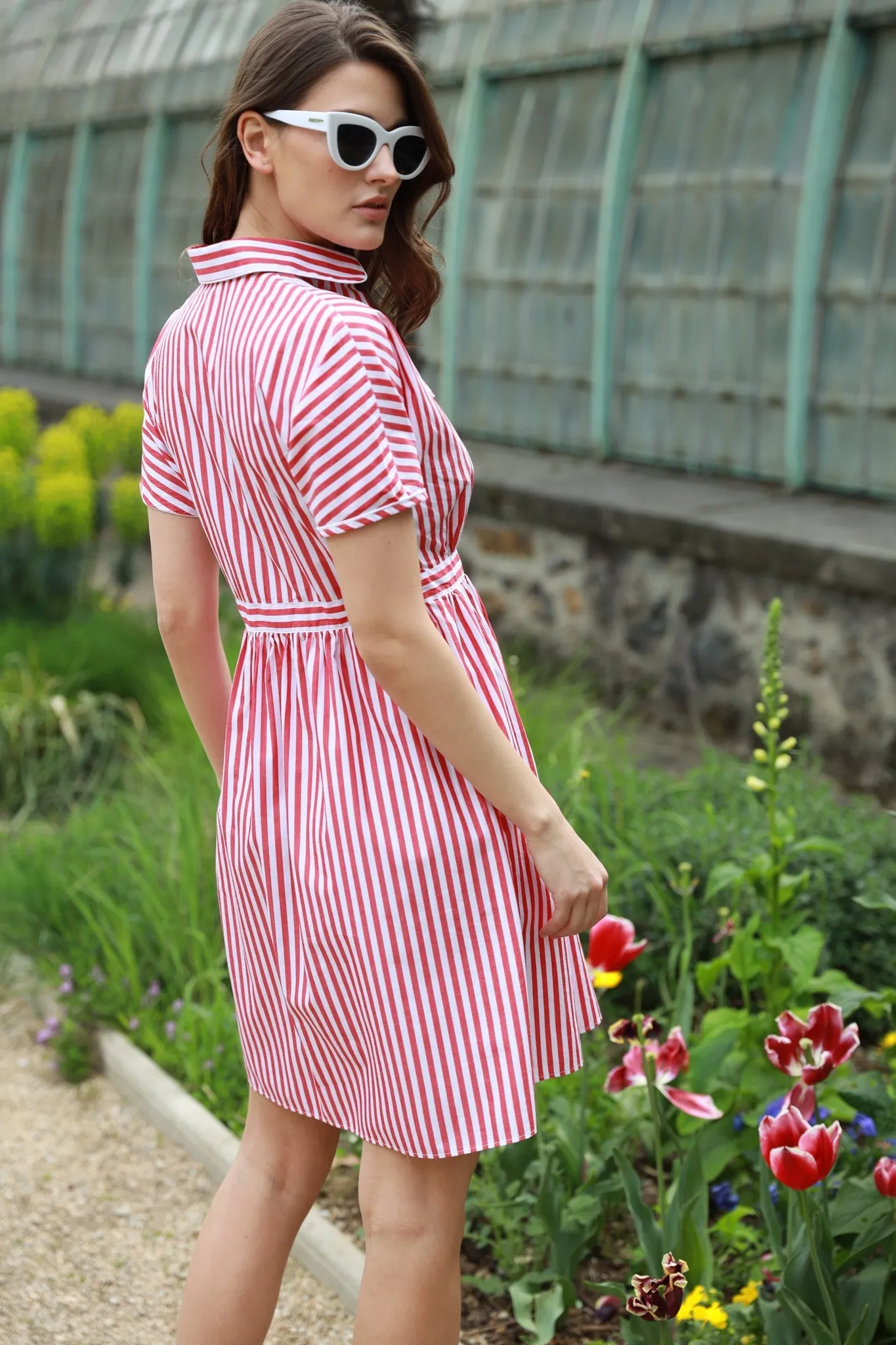 Robe Rosa en coton - Bâton Rouge & Blanc