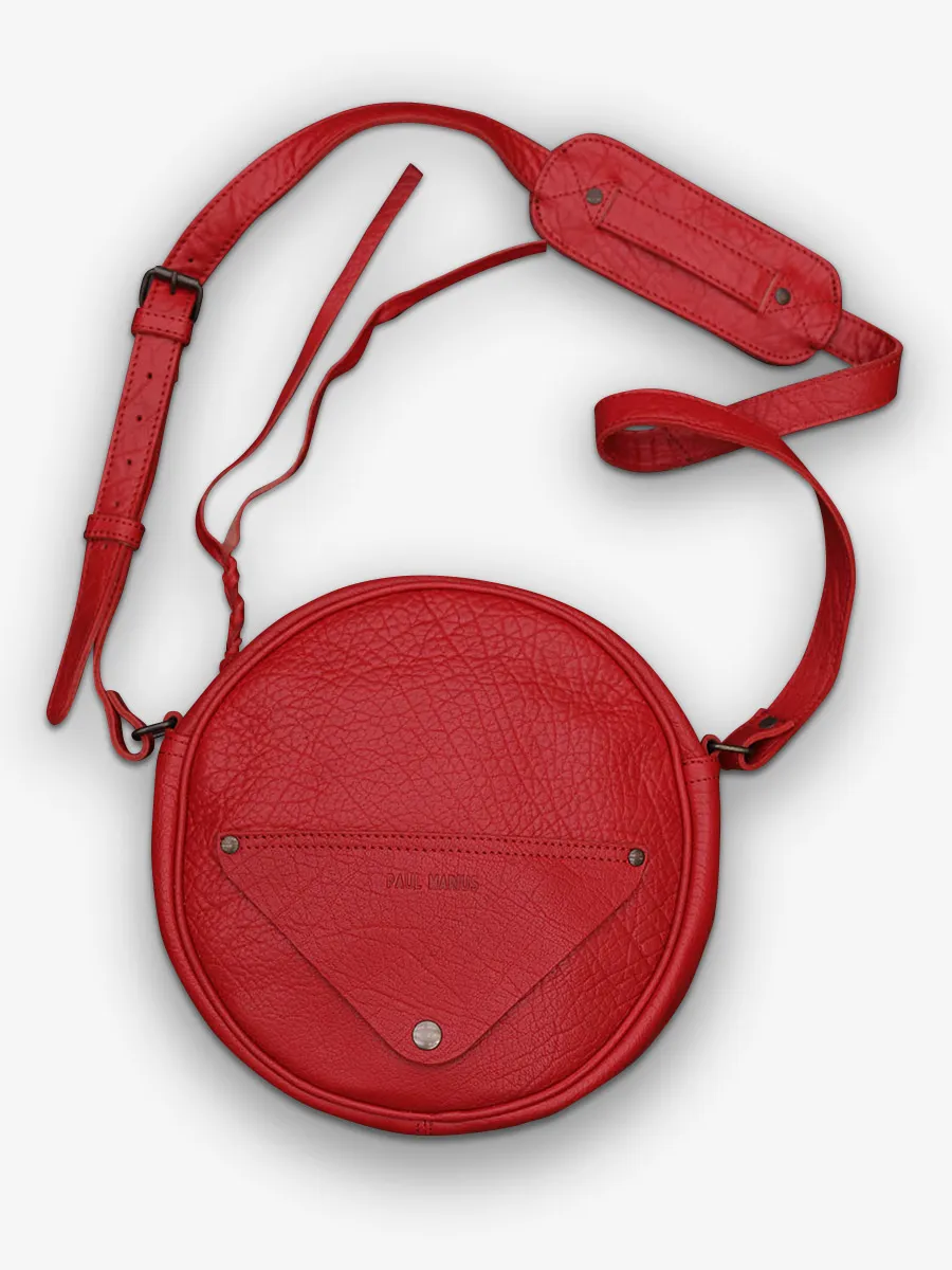 SAC CUIR ROUGE ROND FEMME L'Écrin - Rouge Carmin