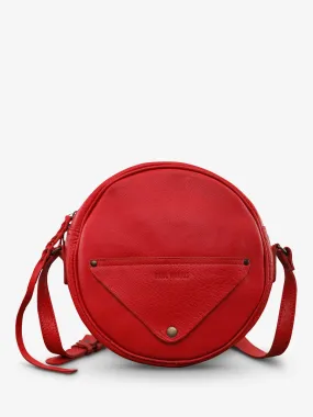 SAC CUIR ROUGE ROND FEMME L'Écrin - Rouge Carmin