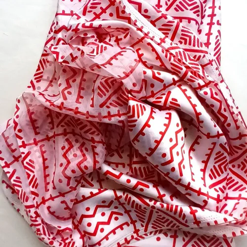 Satin wax rouge et blanc bogolan, 4 yards en satin et 2 yards en mousseline, silk wax bogolan