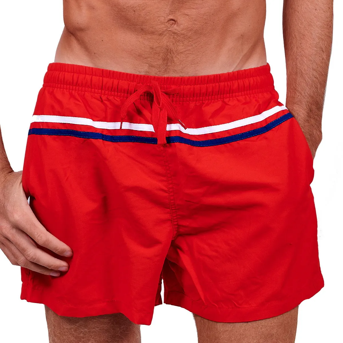 Short de bain homme uni avec bandes bicolores par O'salée