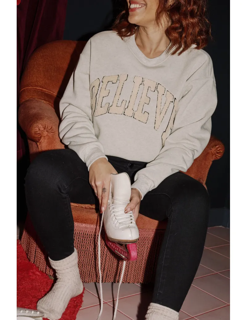 Sweat Gris "Believe" | MONLOOK