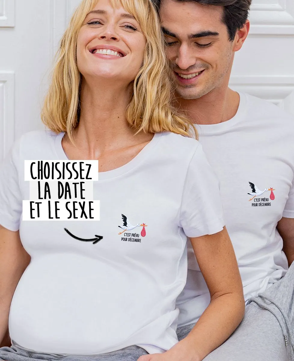 T-Shirt femme Cigogne brodée personnalisé