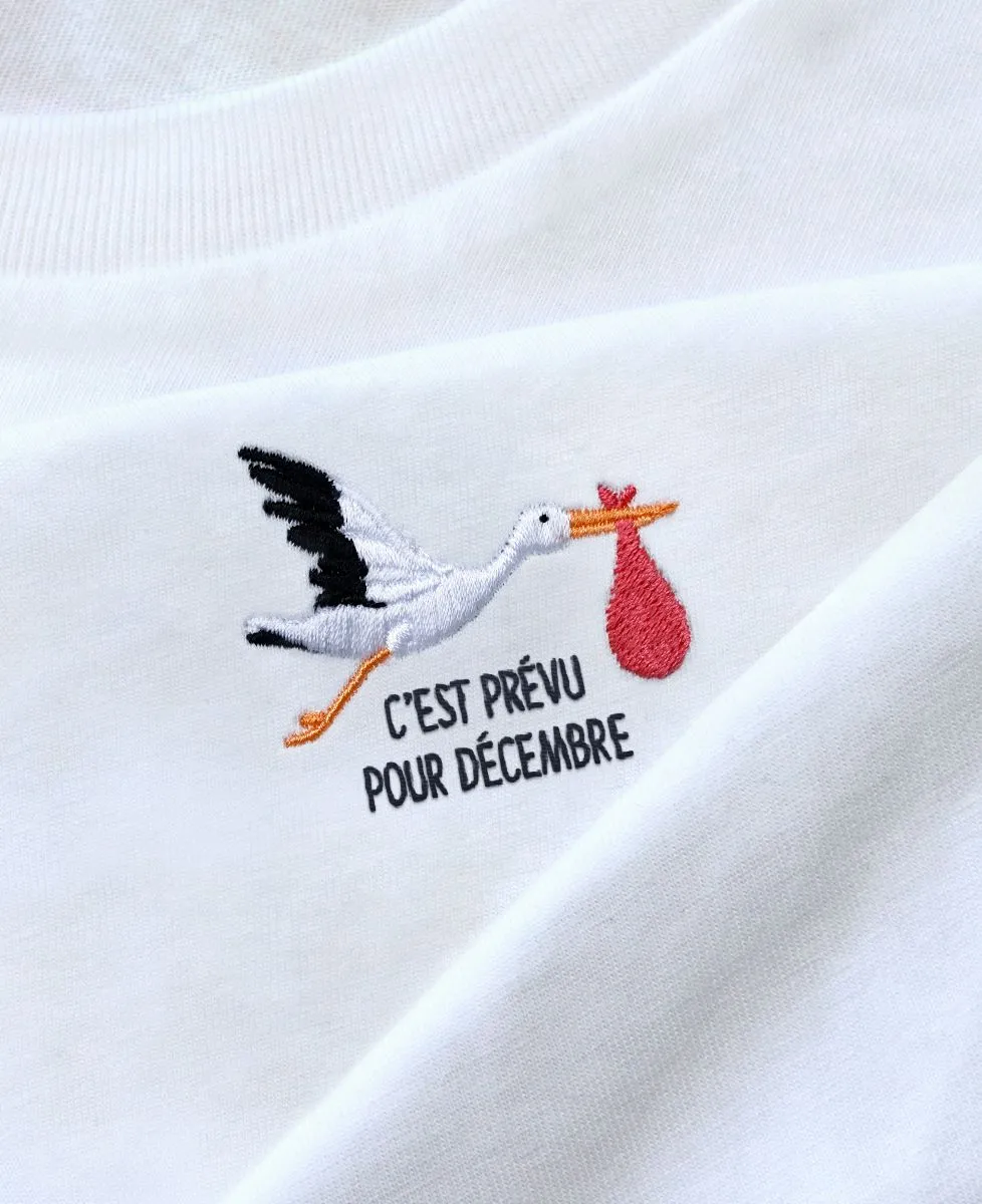 T-Shirt femme Cigogne brodée personnalisé