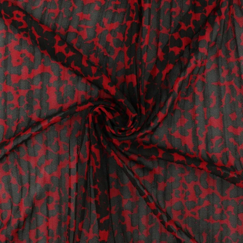 Tissu résille plissé Rapsodie - rouge