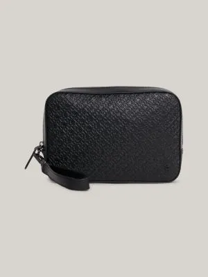 Trousse de toilette TH Monogram en cuir | Noir | Tommy Hilfiger