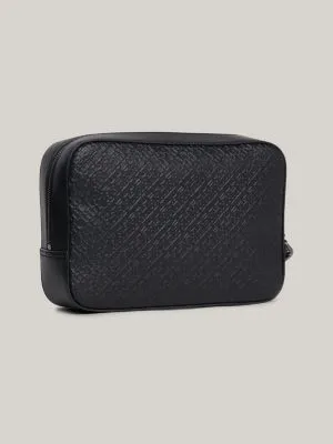 Trousse de toilette TH Monogram en cuir | Noir | Tommy Hilfiger