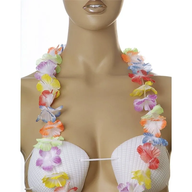 Vente fournisseur fleur pas cher, Collier de fleurs Tahiti multicolore