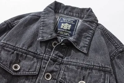 Veste en jeans délavée pour homme avec poches avant vintage