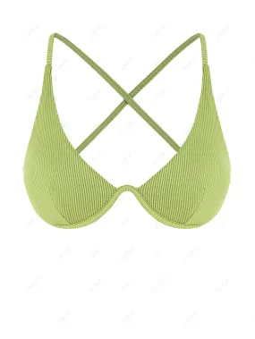 ZAFUL Haut De Bikini Texturé Croisé - Vert Clair S